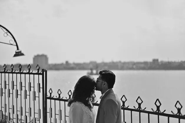 A romantic pre-wedding photoshoot capturing intimate moments between the couple, photographed by Fotographiya